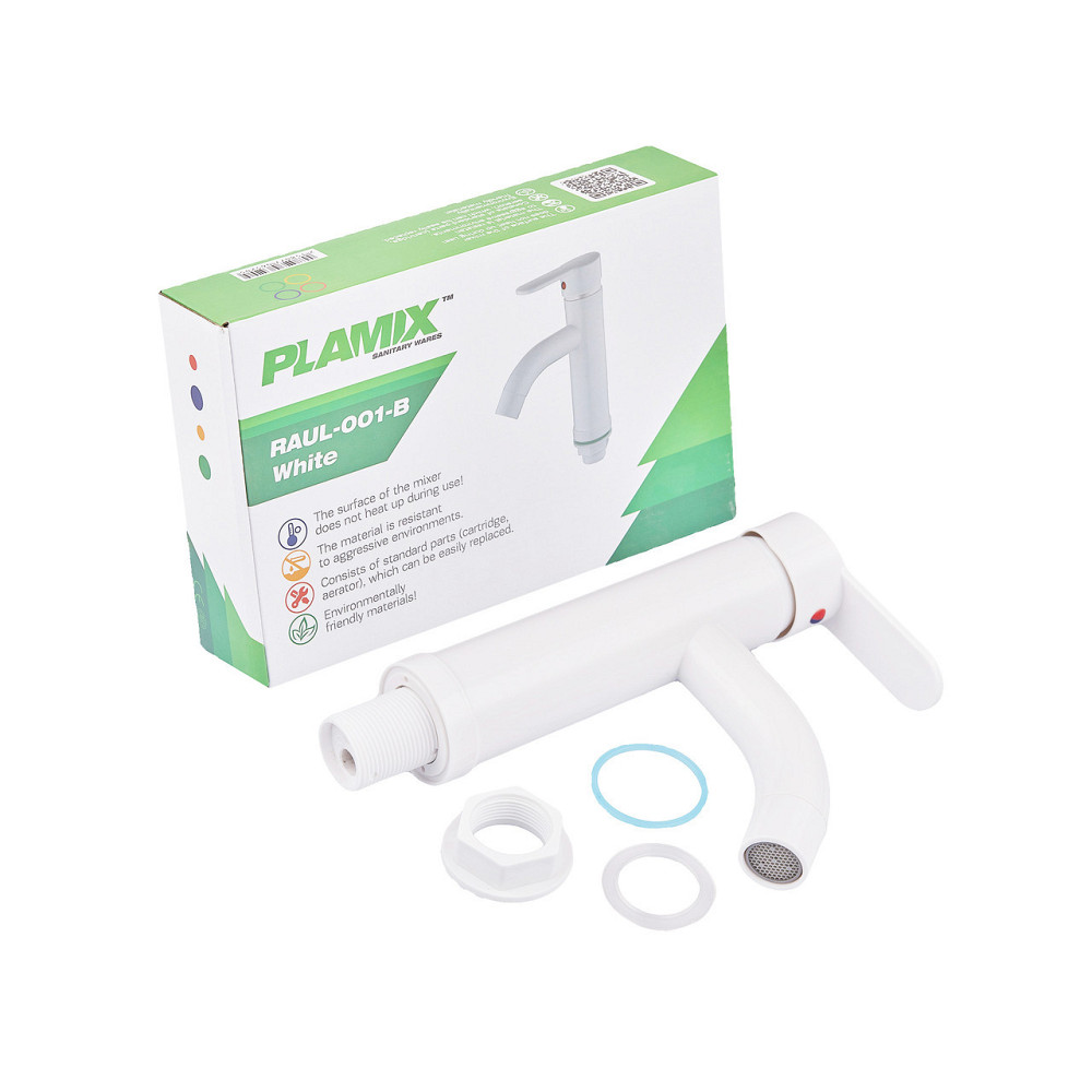 Змішувач для умивальника Plamix Raul-001-B White    ( PM0652 ) 37119 Харьков - изображение 6