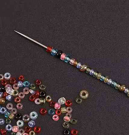 Голки для бісеру тонкі 0.45×120 мм, набір 10 шт, гнучкі металеві голки для рукоділля Київ