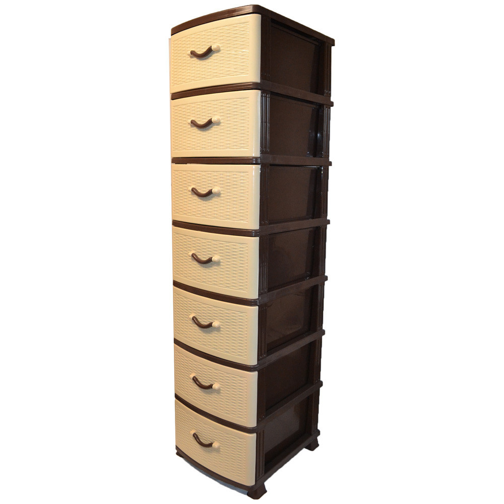 Комод пластиковий 7 ящиків 153х46х38 Efe Plastics ротанг бежевий Одеса - фото 1