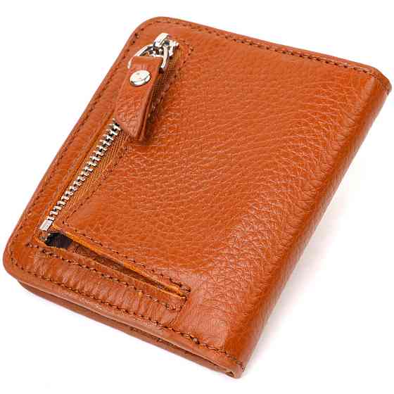 Невеликий жіночий гаманець із натуральної шкіри флотар Світло-коричневий (CANPELLINI) Київ