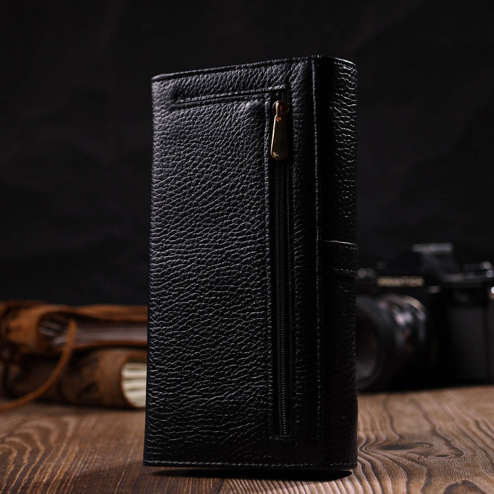 Классический женский кошелек с большим количеством отделений из натуральной кожи Черный (Tony Bellucci) Киев - изображение 3