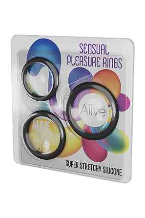 Набор эрекционных колец Alive Sensual Pleasure Rings черные Sex Aura Киев