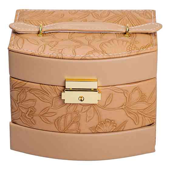 Скринька для прикрас з еко шкіри 3 яруси із замком органайзер для ювелірних виробів HP-5-23BR Коломия