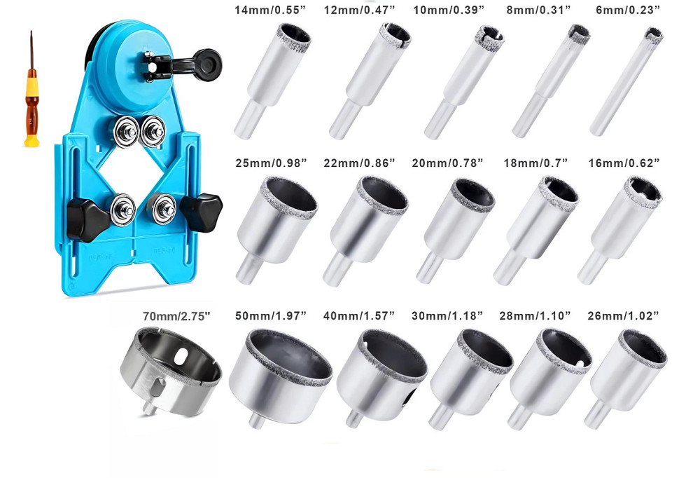 Набор шаблон для сверления и алмазные коронки 16 штук JNZ (429578957) Киев - изображение 1