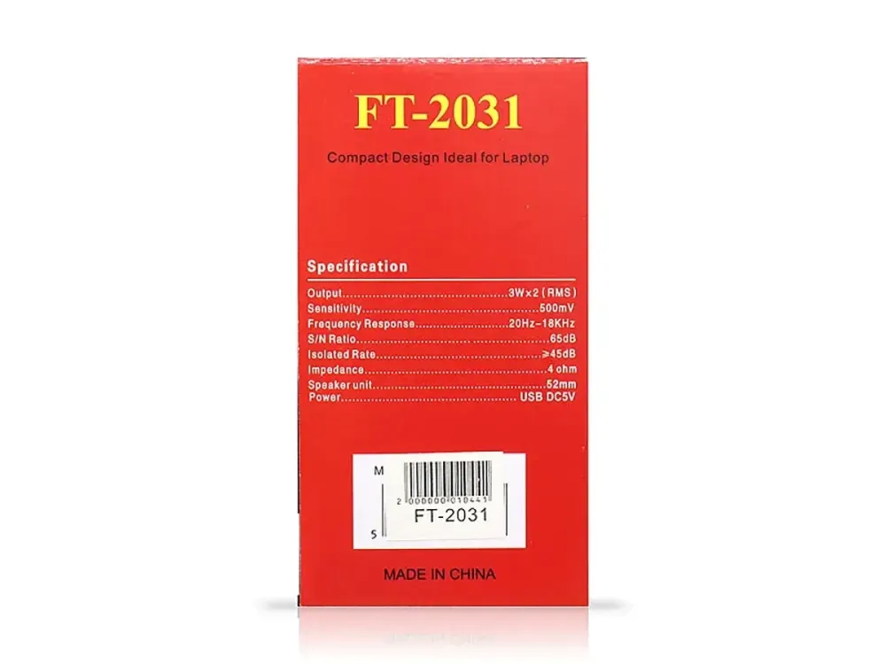 Музичні колонки для комп'ютера 2.0 FT-2031, USB живлення, Mini Jack AUX, мікрофон і регулятор гучності Одеса - фото 3