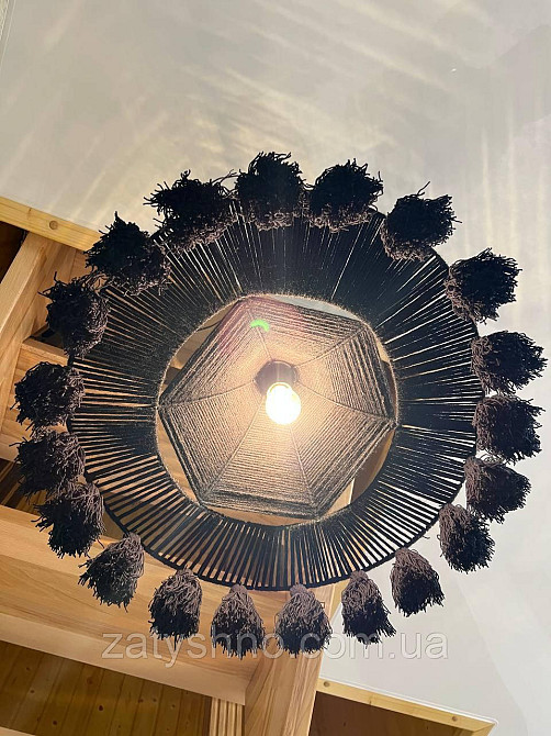 Люстра плетеная черная  круглая Киев - изображение 3