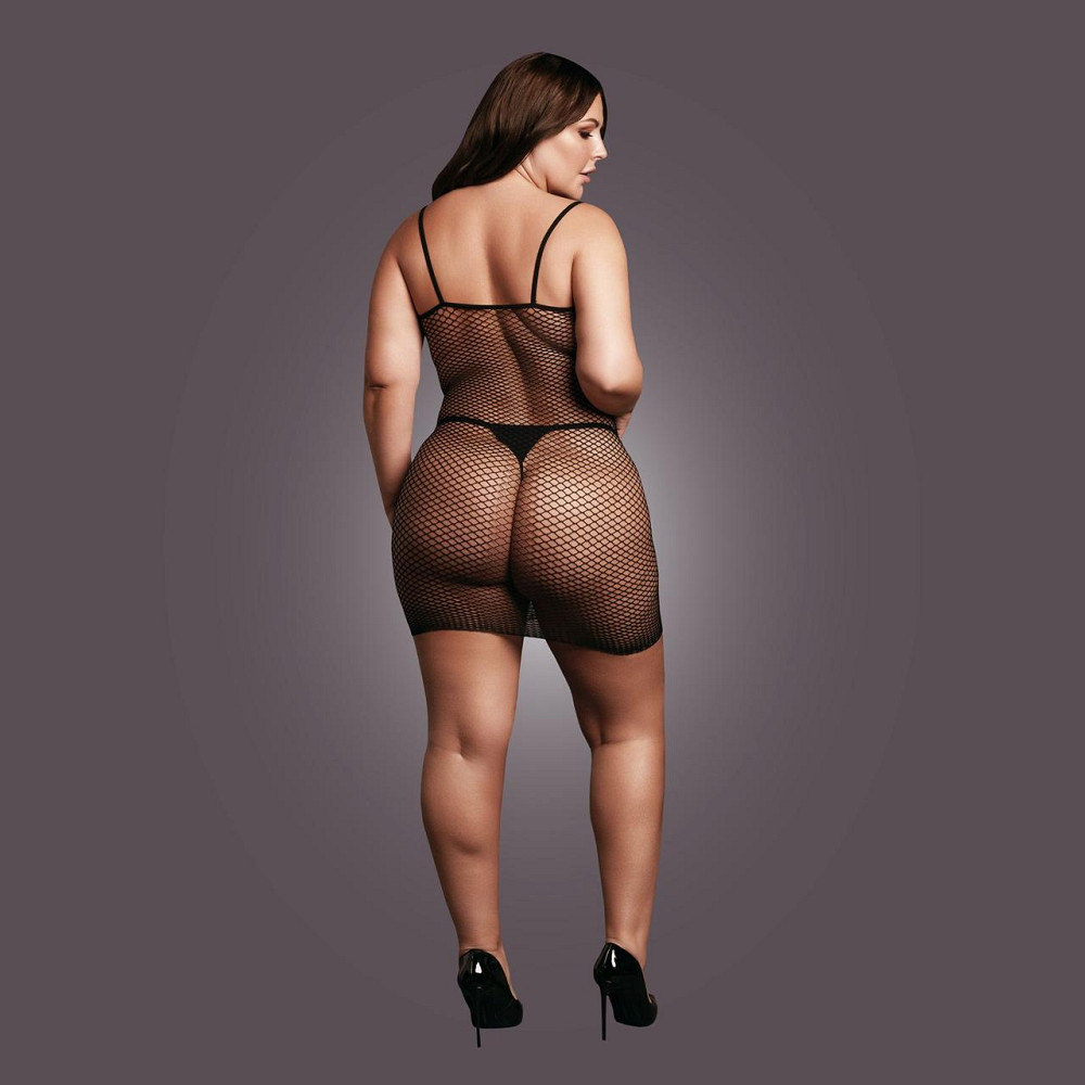 Жіноча коротка сукня з сітчастою структурою та тонкими бретелями Le Desir Short Fishnet Dress, чорна Sex Aura Київ - фото 8