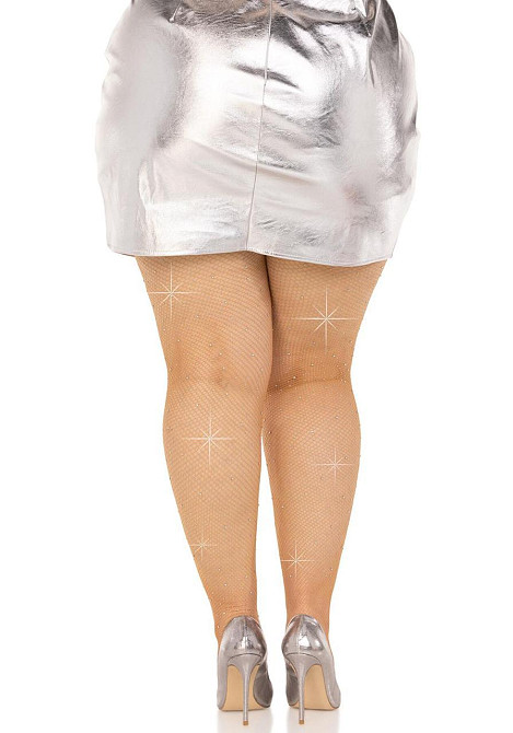 Колготки Leg Avenue Rhinestone micro net tights Plus size Caramel, мелкая сетка, стразы Sex Aura Киев - изображение 2