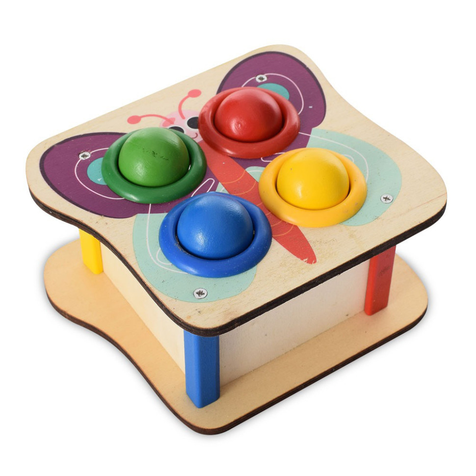 Дерев'яна іграшка стукачка "Метелик" MD 1682E, молоток Вінниця - фото 1