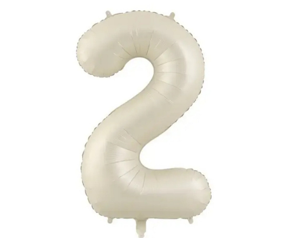 Цифра фольгированная 2 кремовая 32