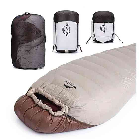 Спальник з натуральним пухом Naturehike Snowbird NH20YD001, p-р M, коричневий 350 г Київ