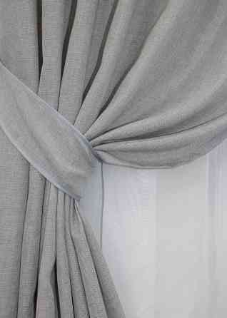 Комплект коротких штор VR-Textil Лен Мешковина № 1016ш Светло-серый 130х170 см 2 шт (35-0286) Киев