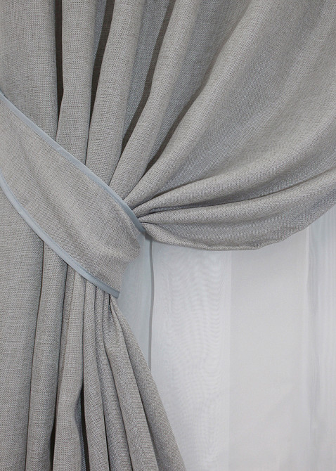 Комплект коротких штор VR-Textil Лен Мешковина № 1016ш Светло-серый 130х170 см 2 шт (35-0286) Киев - изображение 3