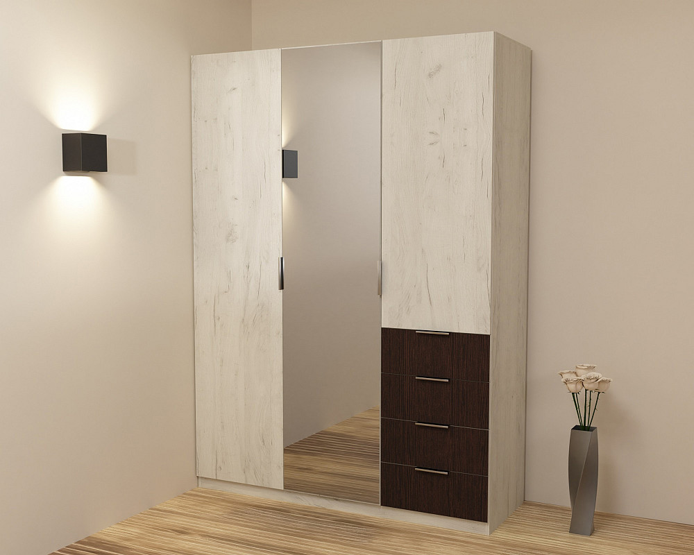 Шкаф Кристалл 2, Дуб Крафт Белый/Венге Магия, 1500х520х2100 Львов - изображение 1