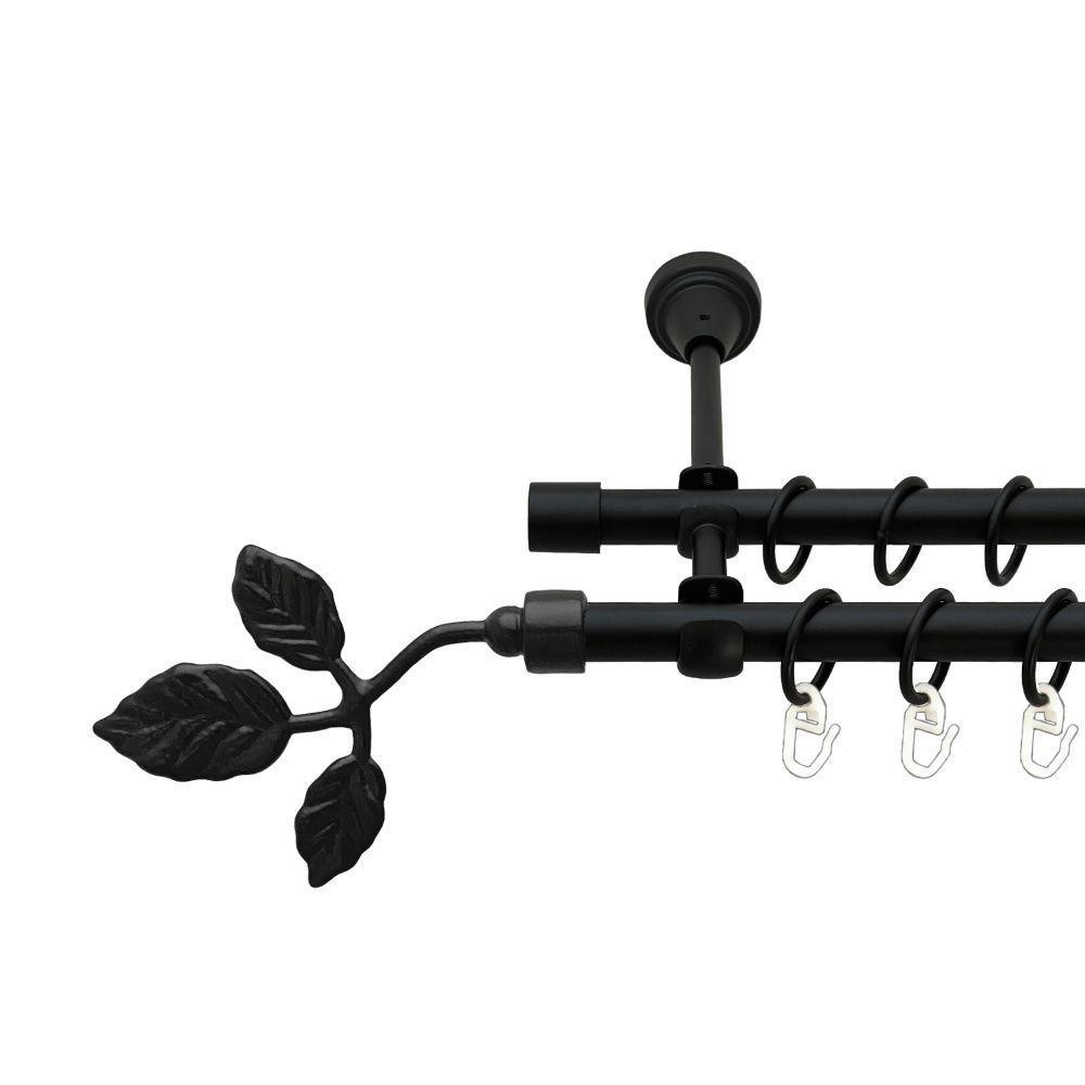 Карниз Orvit Тоскана металевий дворядний відкритий гладка труба кільце металеве Чорний Оксамит 16\16 мм 240 см (00-00021019) Львів - фото 1