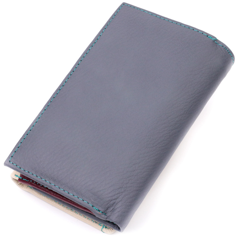 Незвичайний жіночий шкіряний гаманець у три складання Різнокольоровий (ST Leather) Київ - фото 6