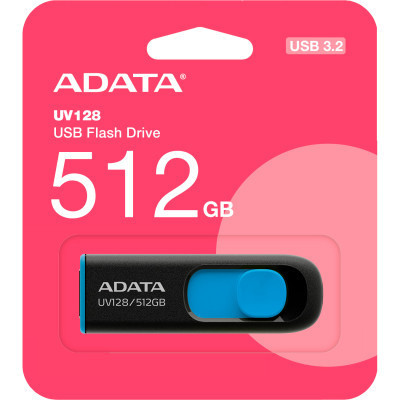 USB флеш накопитель ADATA 512GB AUV 128 Black/Blue USB 3.2 (AUV128-512G-RBE) Винница - изображение 4