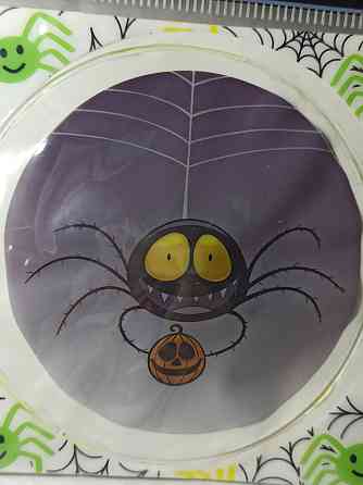 Наліпка на Хелловін 8 см зі світлодіодами Павучок фіолетовий Київ