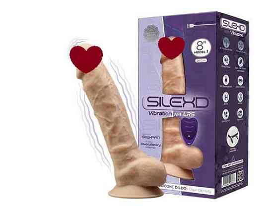Фалоімітатор з вібрацією SilexD Vetus Vibro Flesh (MODEL 1 size 8in) + LRS, двошаровий, діам. 4,2 см Sex Aura Київ