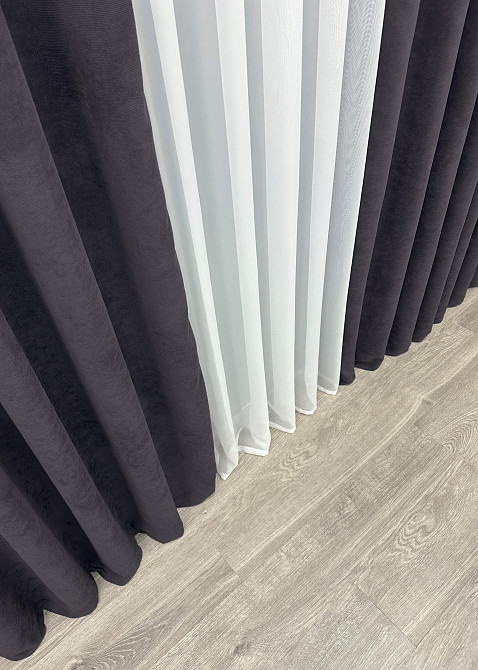 Шторна тканина вельвет, колекція "Velanta" колір графітовий 1879ш Київ - фото 7