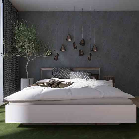 Кровать двуспальная (щит ДСП под матрас) Эверест Сити-1600 200,5х168,8х82,6 см Дуб сонома/Белый (DTM-071116) Львов