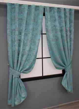 Комплект штор коротких VR-Textil Жаккард Sultan YL № 1292ш Бирюзовый 130х170 см 2 шт (35-0074) Киев