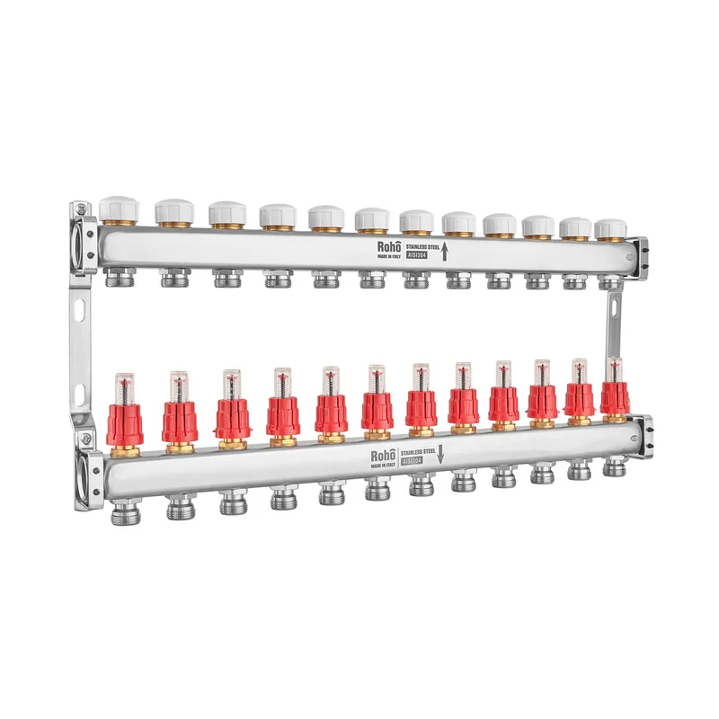 Коллектор с расходомером и термостатическими клапанами Roho R804-12M - 1