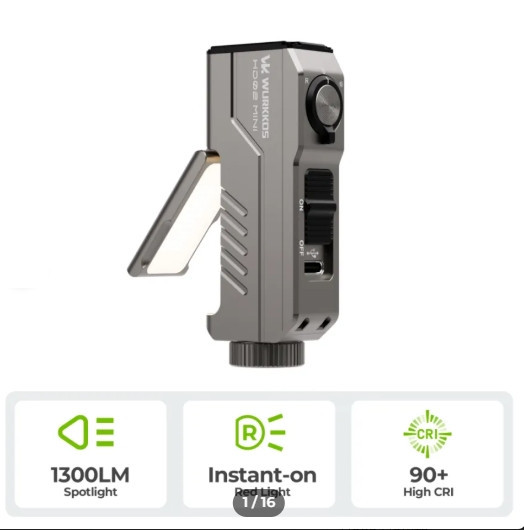 Ручной фонарь Wurkkos HD02 Mini 1300лм 204м (4 режима) 14500/AA Серый Киев - изображение 2