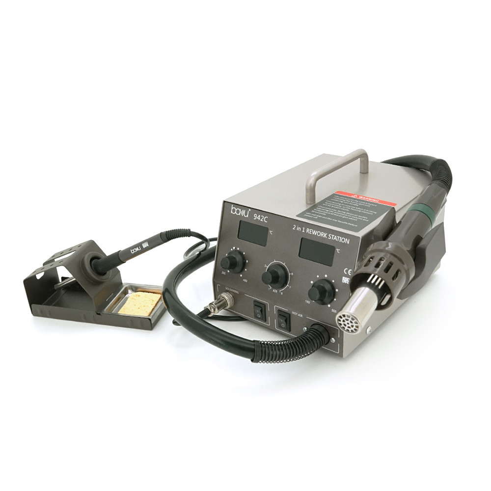 Паяльная станция BAKU BA-942C с цифровой индикацией на фен и на паяльник, DC:110-240V, 4A,1000W, 5 кг Киев - изображение 3
