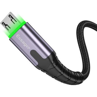 Дата кабель USB 2.0 AM to Micro 5P 1.0m 2.4A LED black Essager (EXCM-XG0G) Вінниця - фото 2