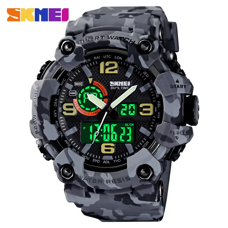 Чоловічий наручний годинник Skmei 1520 Сірий камуфляж Вінниця - фото 2