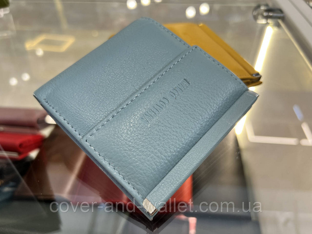 Блакитний жіночий шкіряний гаманець маленького розміру на кнопці Marco Coverna MC 1420 Київ - фото 9