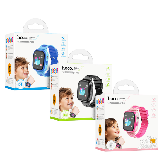 Дитячий cмарт-годинник Hoco Y100 36mm. SIM 2G. 400 mAh. IP65 Black Київ