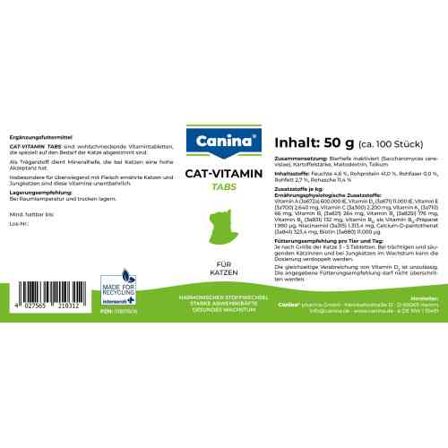 Вітамінний комплекс Canina Cat-Vitamin Tabs для котів 50 г 100 табл. Київ