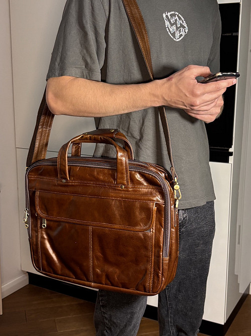 Сумка мужская Vintage 14247 для ноутбука с диагональю 15.6 дюйма Коричневая Киев - изображение 3