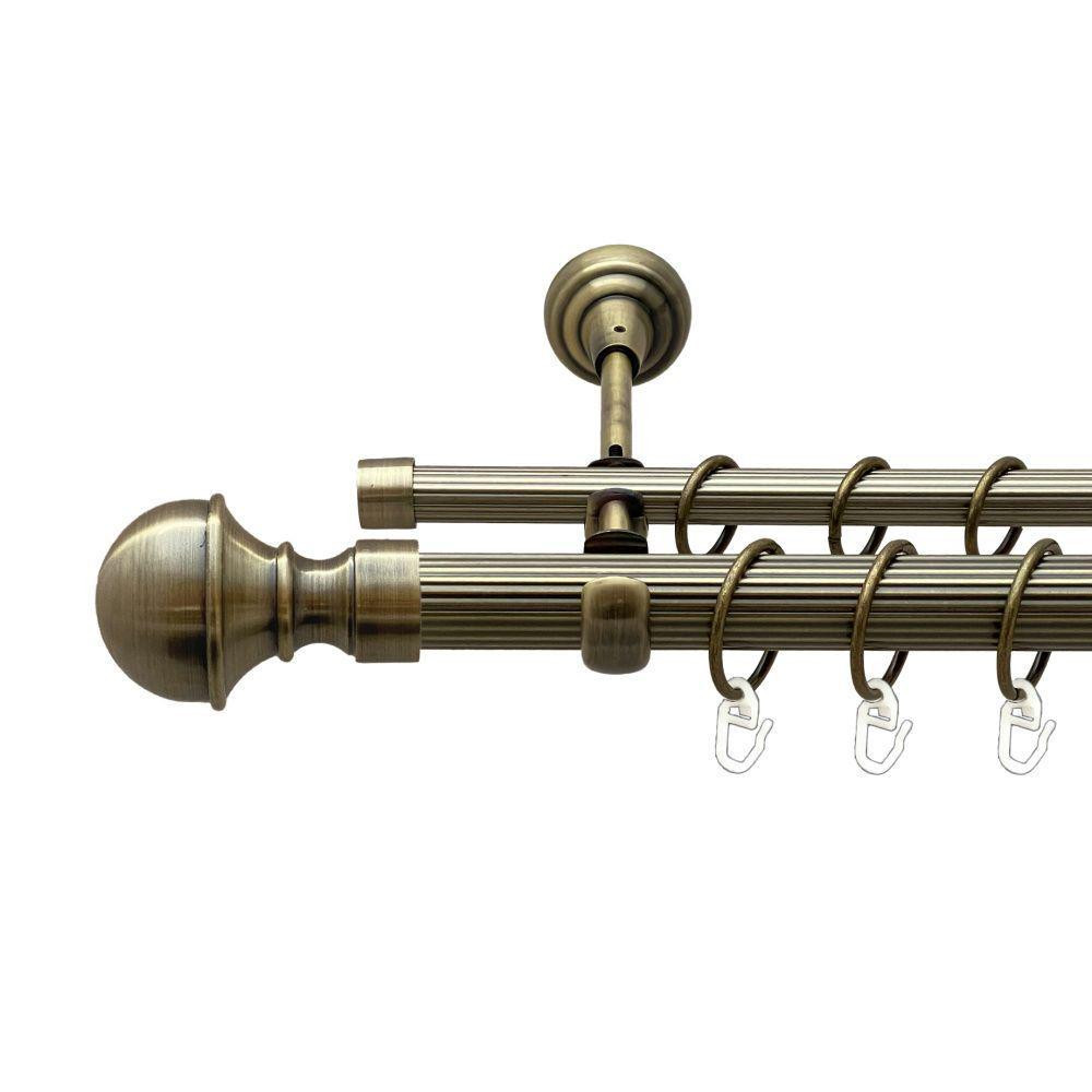 Карниз Orvit Бостон металевий дворядний відкритий рифлена труба кільце металеве Антик 25\16 мм 300 см Львов - изображение 1