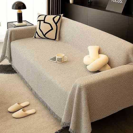 Плед покрывало на диван или кровать,чехол накидка 180х230 см для мягкой мебели светло-серый Каменец-Подольский