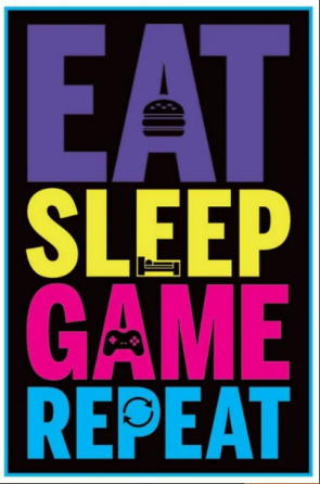 Постер EAT, SLEEP, GAME, REPEAT (GAMING) MAXI 61cм x 91.5cм Ровно