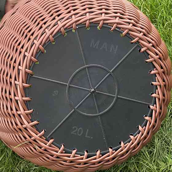 Кашпо з ротангу 20 л (ручна робота), великий горщик для рослин - темно-коричневий Киев