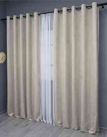 Комплект штор на люверсах VR-Textil Микровелюр Petek YL № 1803ш Светло-серый 150х270 см 2 шт (37-0269) Киев