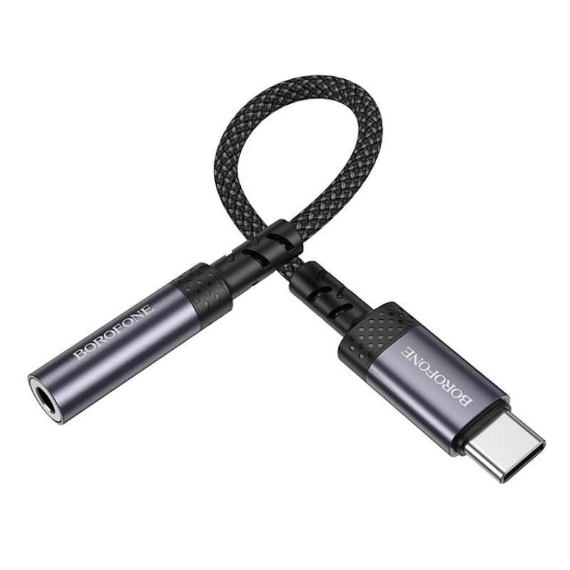 Перехідник BOROFONE BV24 Graceful digital audio converter cable Type-C to 3.5mm Metal Grey Київ - фото 6