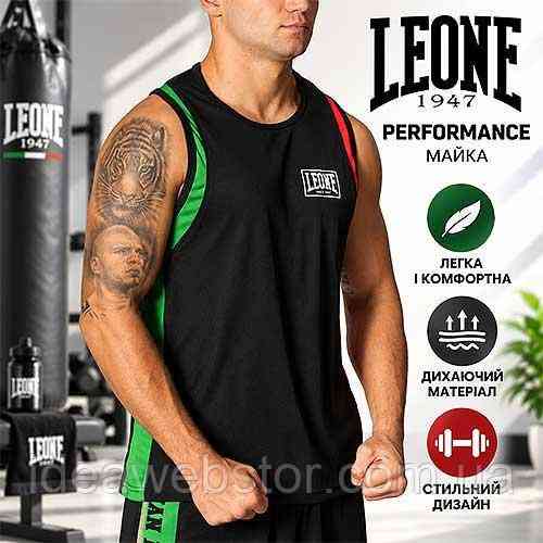 Майка Leone Performance Black мужская спортивная черная для тренировок бокса фитнеса и спортзала дышащая майка без рукавов 2XL Киев
