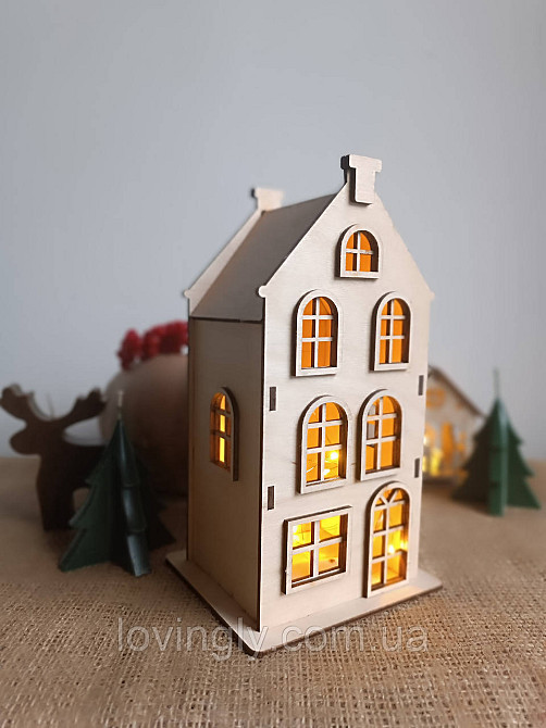 Декоративный домик подсвечник с LED 22 см С LED подсветкой Ирпень - изображение 2