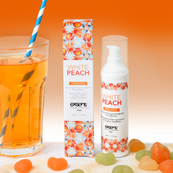 Массажное масло EXSENS Organic White Peach 50 мл разогревающее, без сахара, без парабенов, съедобное Sex Aura Киев