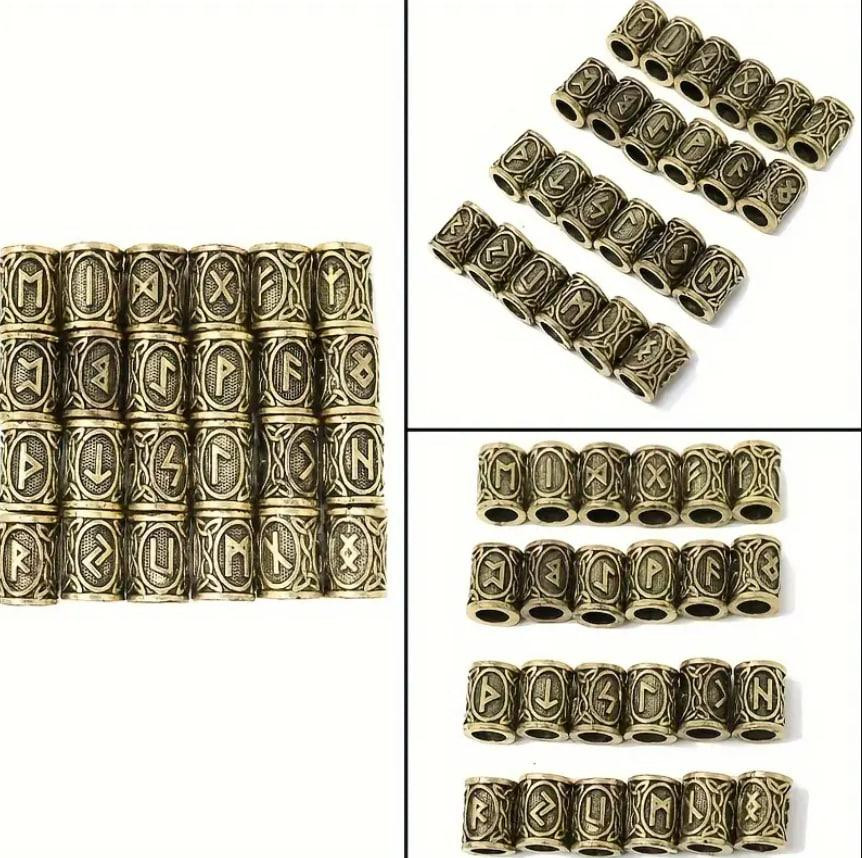 Скандинавські металеві намистини шарми " Руни вікінгів " в мішечку. Комплект 24 шт., колір золото. Київ - фото 5