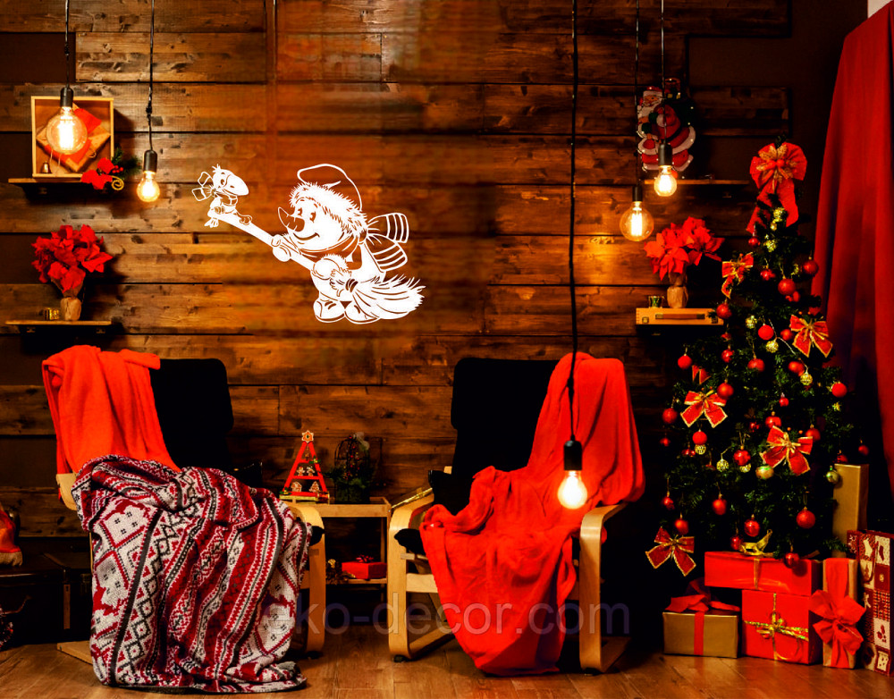 Декоративное настенное Панно «Снеговик», Декор на стену 90*61 см Киев - изображение 3