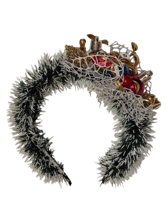 Обруч декор на голову с мишуры и новогодними игрушками one size разноцветный ручная работа Киев