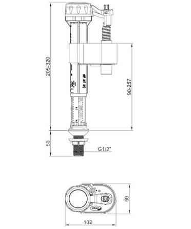 Арматура наповнювальна Koer KT-0104-1/2" з нижнім підключенням та пластиковим різьбленням 1/2"  ( KR5333 ) 35920 Харків