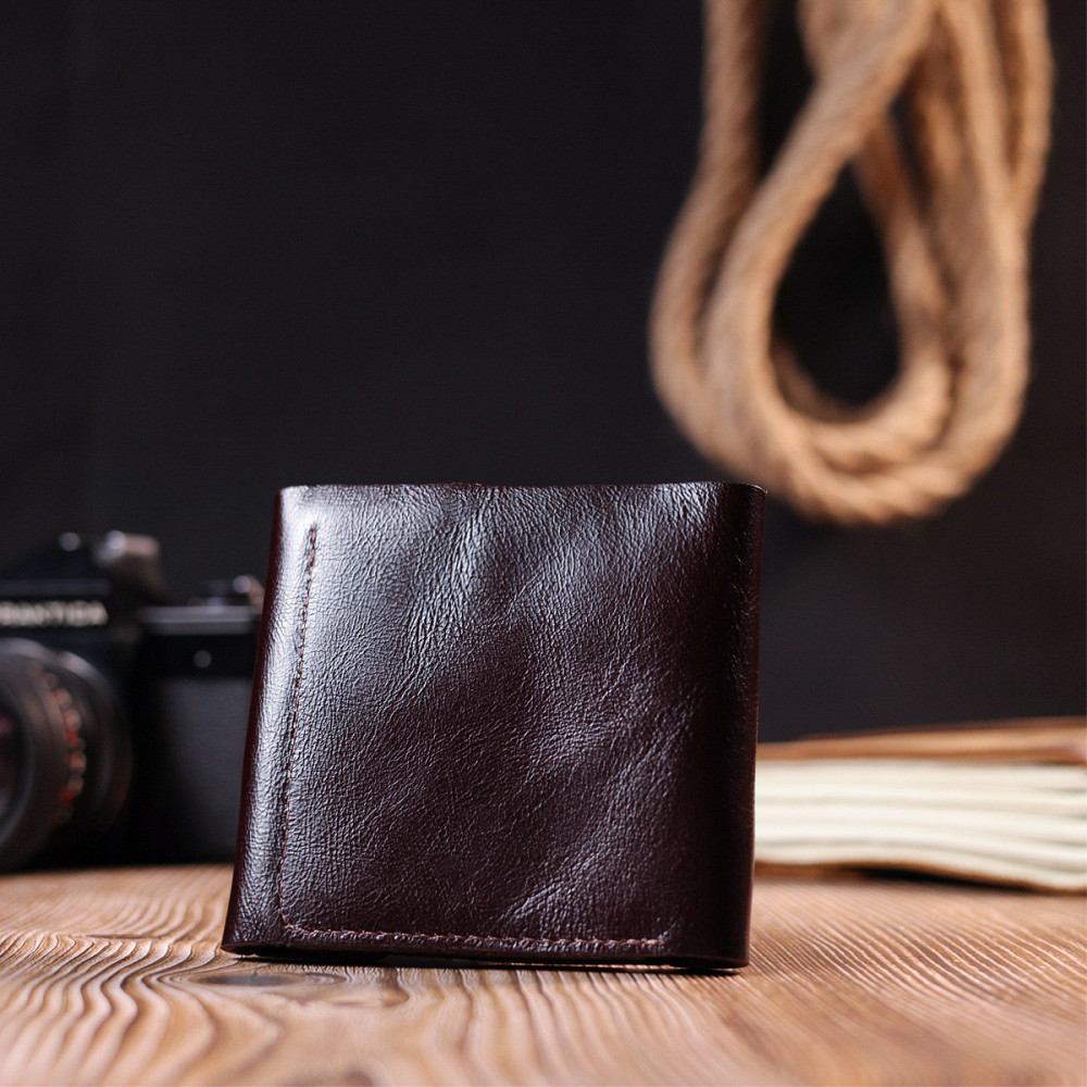 Классическое мужское портмоне из натуральной кожи Коричневый (SHVIGEL) Киев - изображение 3