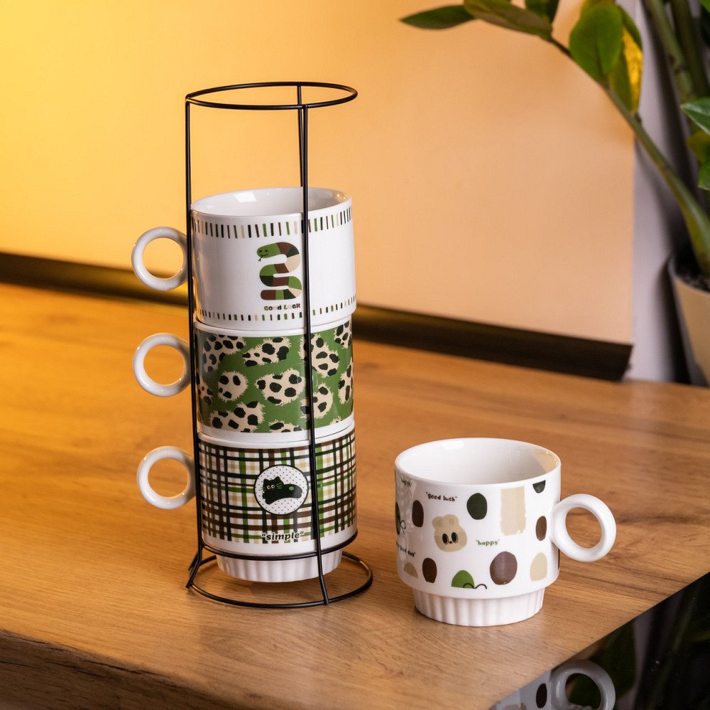 Подарунковий набір фарфорових чашок Lucky 4 на підставці Київ - фото 3